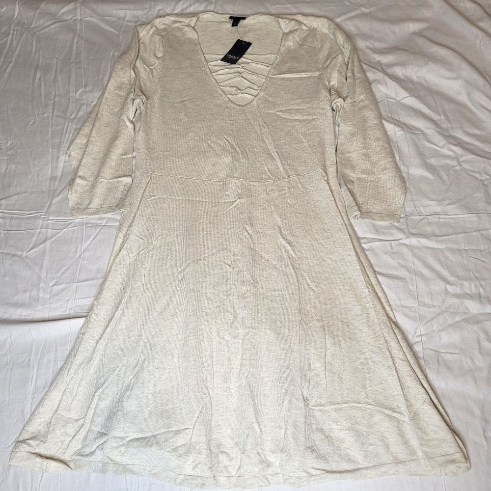 Torrid three fourth sleeve heathered light gray casual skater dress Plus Size 2X